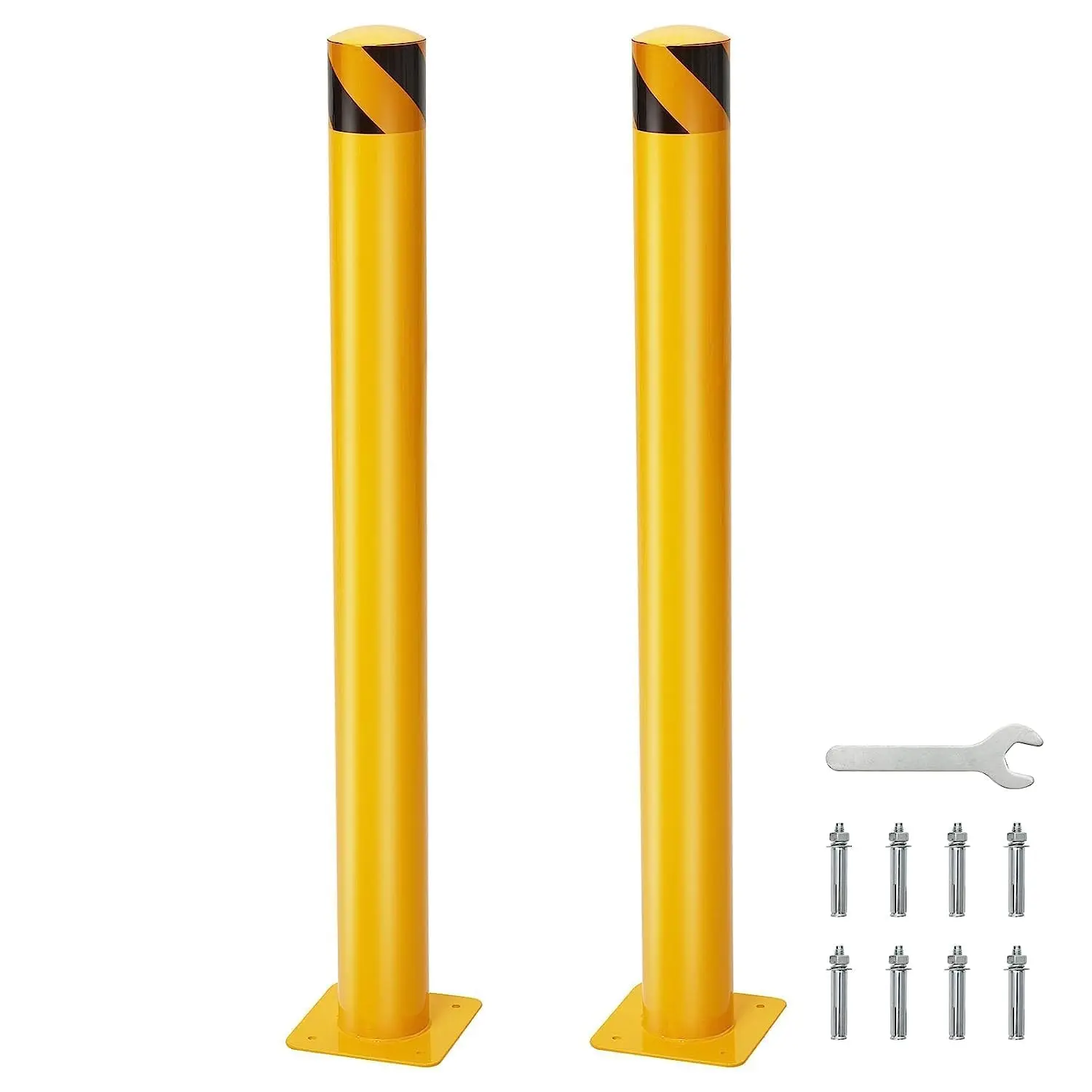 Garvee 2-Pack Safety Bollard - 48x4.5 (HXD) Inch Yellow Steel Post with ...