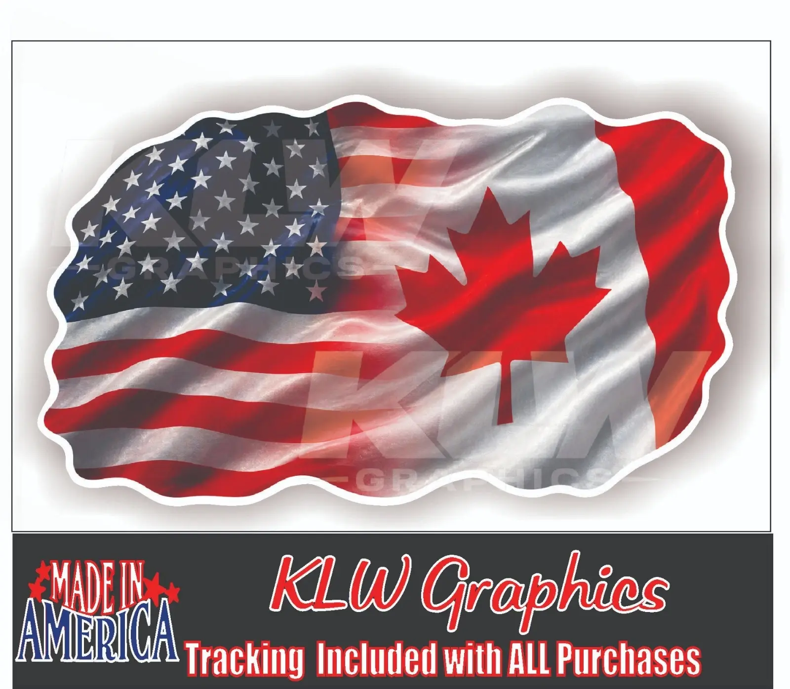 USA Canada Flag Full Color Decal Sticker Patriotic American Canadian Vinyl Waterproof Car Truck