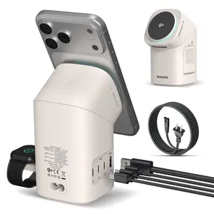 6-in-1 Charging Station, Desktop Charger with QI2 15W Wireless & 65W USB-C Hub, 3 USB-C + USB-A, Smart Power for iPhone, Android, Earbuds, Watch, Laptop for Office Desk & Nightstand