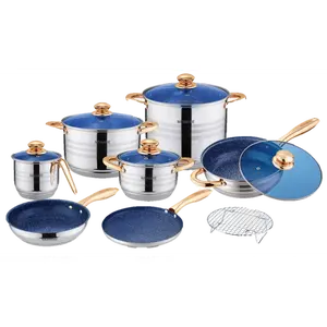 13 Piece Rose Gold Stainless Steel Cookware set/ Batería de Acero Inoxidable de 13 piezas con color oro rosado