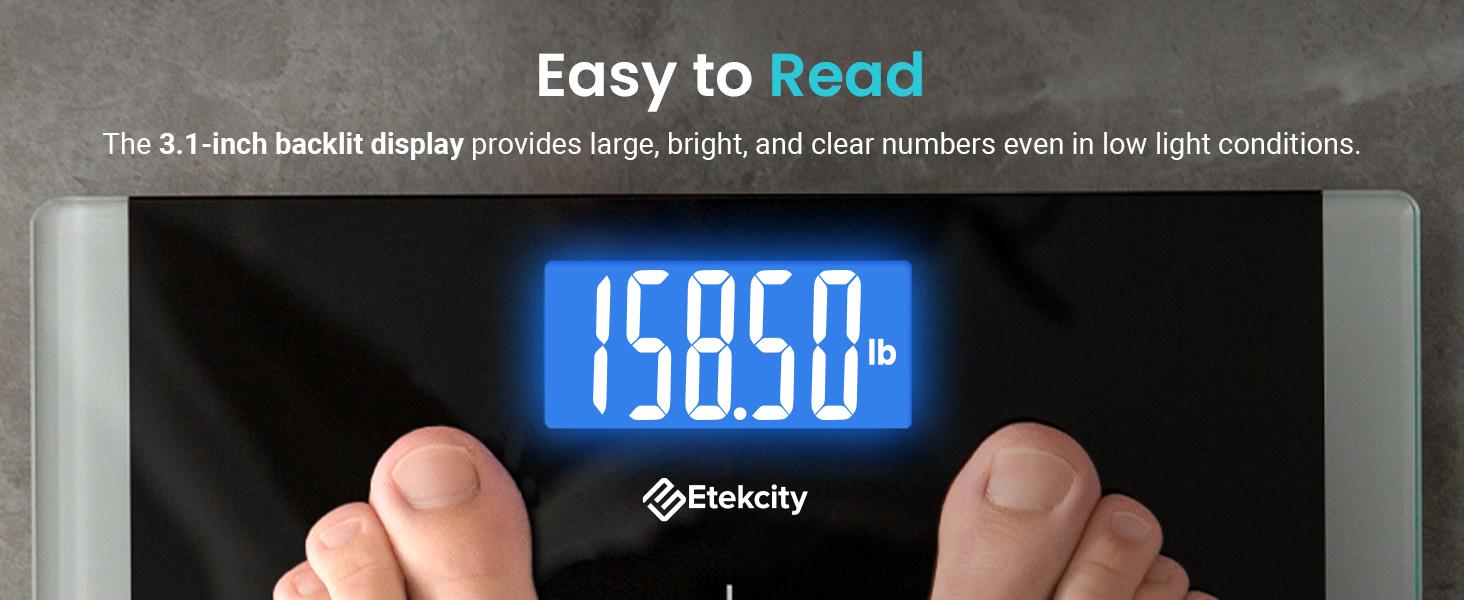 Etekcity Bathroom Scale for Body Weight, Highly Accurate, Large Size and Backlit LCD Display, Tempered Glass, 400 Pounds Healthcare Weight Scale holidayhaul Weighing Scale, EB9380H