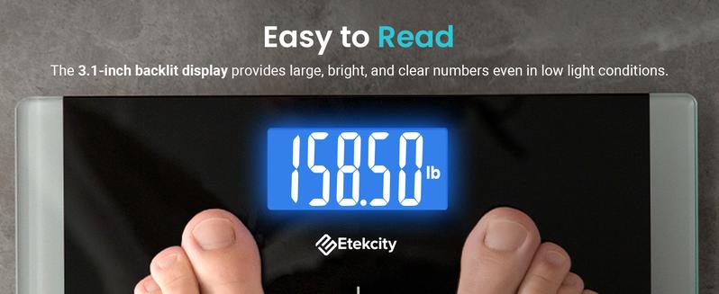 Etekcity Bathroom Scale for Body Weight, Highly Accurate, Large Size and Backlit LCD Display, Tempered Glass, 400 Pounds Healthcare Weight Scale holidayhaul Weighing Scale, EB9380H