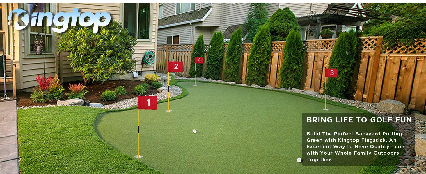 KINGTOP Mini Golf Flagstick for Backyard Practice Putting Green, 3ft Golf Pin Flag Hole Cup Set, Portable 2-Section Design, Gift Idea