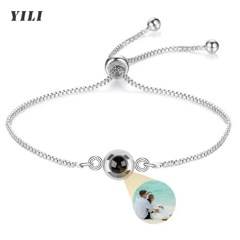 Custom Po Bracelet Personalized Projection Bracelets with Picture Inside 100 Languages I Love You Stainless Steel Bracelet