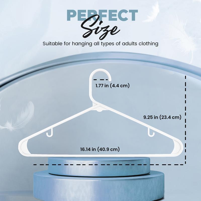 Utopia Home Plastic Hangers – Clothes Hangers with Hooks, Durable & Space Saving – 50 Pack & 100 Pack (Black or White)