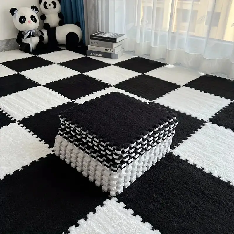 Soft Plush Shaggy Interlocking Foam Carpet Tiles, DIY Puzzle Rugs for Kids’ Indoor Play Activities, Easy-Install Aesthetic Room Decor & House Decor, Apartment Stuff, Rugs for Bedroom, Shaggy Area Rugs, Bedroom Decor summerwins
