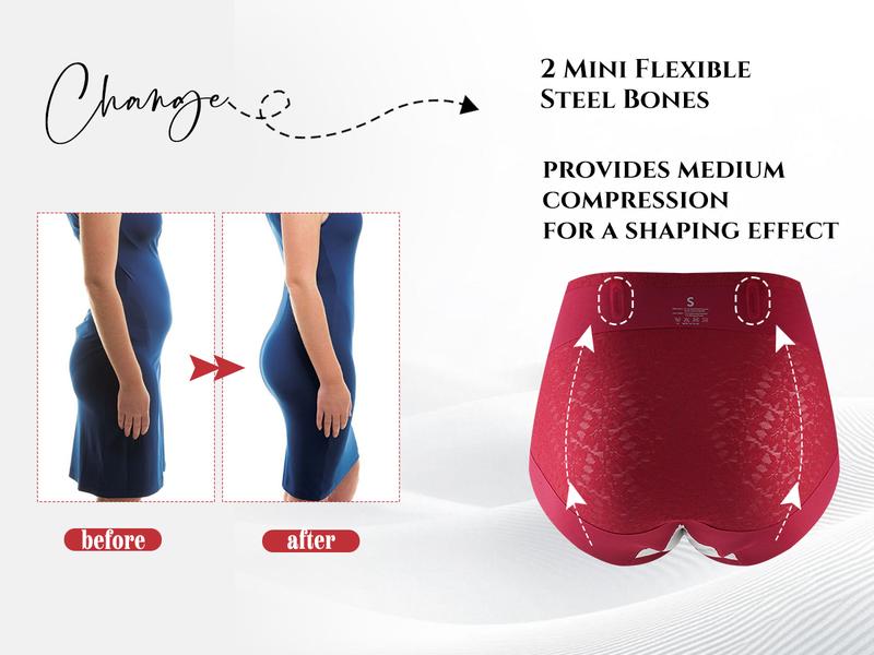 LEVAO Seamless Lace Gentle Tummy Control Panties for Women, High Waisted No Show Stretch Briefs, Invisible Under Tight Outfits S-2XL