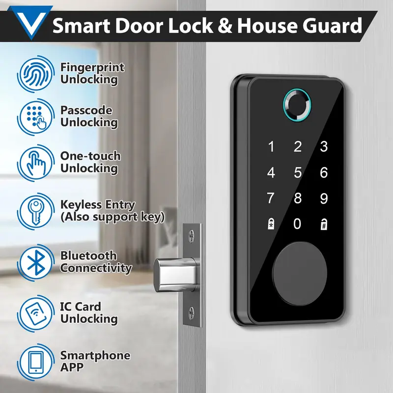 6-in-1 Smart Lock: Fingerprint, Passcode, IC Card, Key, Bluetooth & APP. One-touch unlock—fast, secure, keyless. Adjustable Electric Skateboard Saddle Seat PS5 Vertical Cooling Stand with Dual Charging Circus Ride Flannel Blanket WiFi Keyless Door Biometr