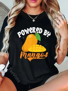 100% Cotton Mango Fruit Powered By Mangos Shirt Funny Mango Fruit T-Shirt