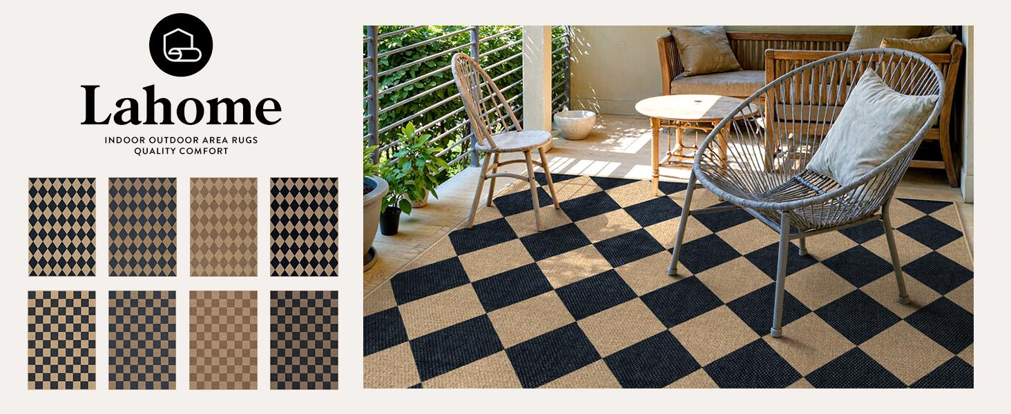 Lahome Checkered Easy Jute Runner Rug, Hallway Kitchen Runner Rug Non Slip Washable Outdoor Carpet for Entryway Indoor, Checkerboard Indoor Outdoor Carpet for Hallway Entry Lahome Checkered Easy Jute Runner Rug, Hallway Kitchen Runner Rug Non Slip Washable Outdoor Carpet for Entryway Indoor, Checkerboard Indoor Outdoor Carpet for Hallway Entry