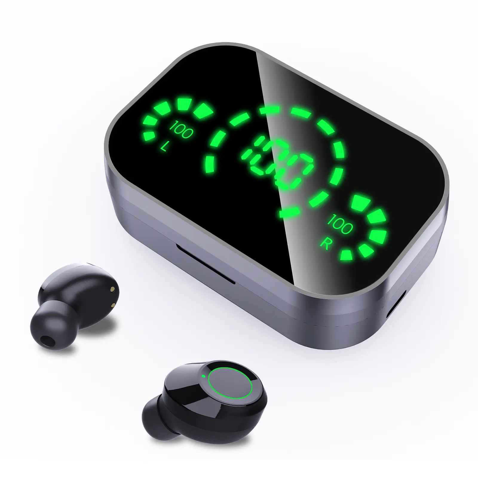 ANKRIYUL In-Ear Bluetooth Audio Earbuds, True Wireless Earphones with Green LED Display, Call Control for Cells, Non-Water-Resistant for Hiking
