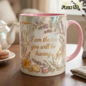I Am The Tea You Are Having Faux 3D Mug – Lavender Accent Mug, Bookish Tea Lover Romance Reader Gift, BookTok Inspired Cup