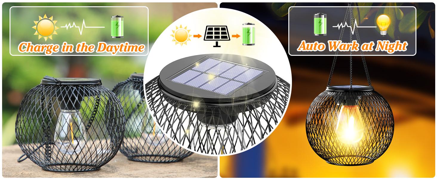 Solar Garden Lights,2/4 packs Solar Hanging Lantern Outdoor Garden with IP65 Waterproof,Waterproof Tree Light for Garden Yard Pathway,Garden Decor