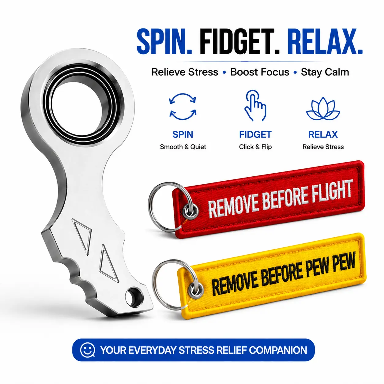 Fashion Aluminum Alloy Karambit Multifunctional Durable Solid Portable Spinner Keychain - Silent Rotatable EDC Fidget Toy, Stress Relief Accessory for Adults, Keychain for Purse