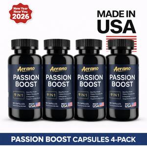 Aerano Passion Boost Value Bundle (4 Bottles) 9-in-1 Herbal Capsules for Men - Ginseng Ashwagandha Ginkgo Tribulus - Made in USA GMP Certified