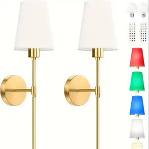 JIANBIAN Gold Glass Wall Sconce, Modern Round Base Wall Light Fixture for Bedroom Bedside Living Room Hallway Indoor Lighting