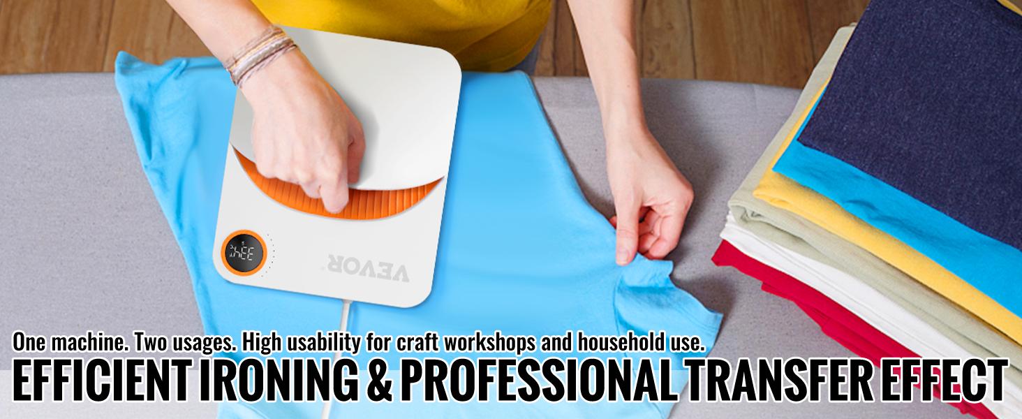 VEVOR Heat Press Machine, TikTokShopBlackFriday, 10x12inches Portable Shirt Printing Multifunctional Sublimation Transfer Heat Press Machine Teflon Coated, Easy Iron-on Press for T-shirts/Bags/HTV/Pillows Vinyl Projects