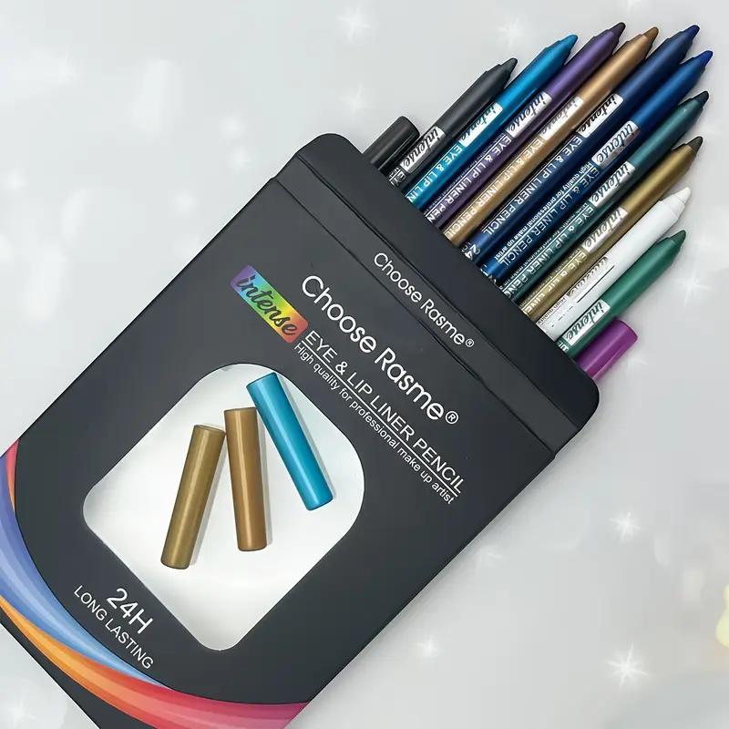 12Pcs Colored Gel Glitter Eyeliner Pencils Set – Waterproof Smudge-Proof Eye Liner Kit with Dark & Light Shades, Emerald Green, Sky Blue, Royal Blue, Black, White, Pink, Purple, Brown, Gold – Long-Lasting Liquid & Pencil Delineadores