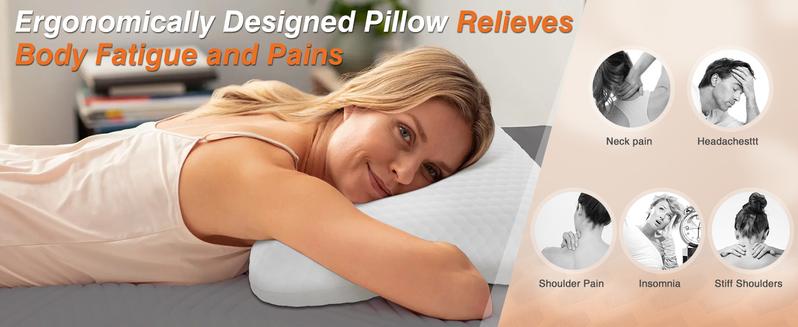 Standard Size Memory Foam Pillow, Soft and Comfortable Bed Pillow for Side Sleepers - Cooling Hotel Pillow with Removable Washable Cover, 24" x 16"