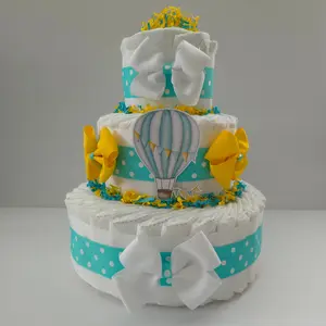 Hot Air Balloon Baby Shower Diaper Cake