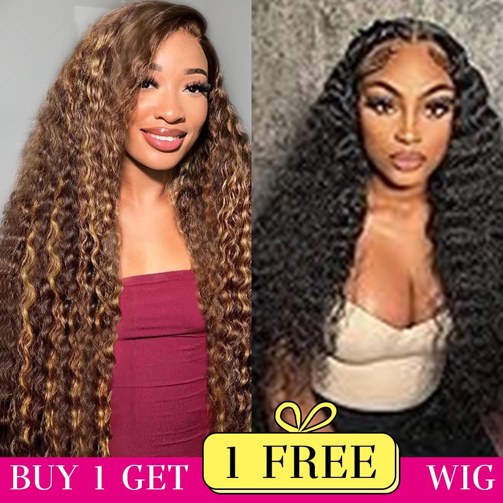 [Combo sale 30"&30"] ''Buy 1 get 2'' 13x4 4/27 Jerry Curly Lace FrontWigs Human Hair for Women 180 Density HD Transparent Lace Frontal Wigs For Women