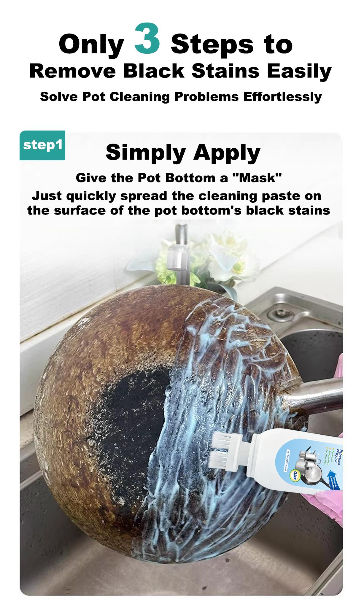 [mothersdaygift] Lufane Pot Cleaner Remove Black Stains & Polish Cookware Seaweed Mud Film Remover for Various Pots No Damage Stainless Steel Cleaner for Pot Bottoms: A Kitchen Essential for Removing Heavy Grease and Grime—Powerful Coconut Oil-Based