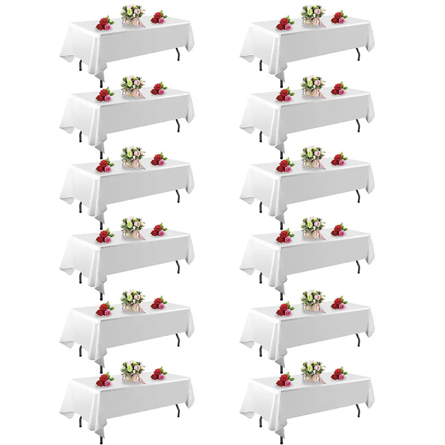 EMBER Tablecloths [ 6/10/12 Pack ] - Multi-Size Rectangular & Round Table Covers | Spill-Proof & Easy-to-Clean Polyester Fabric for Wedding, Banquet, Event, and Party Decor