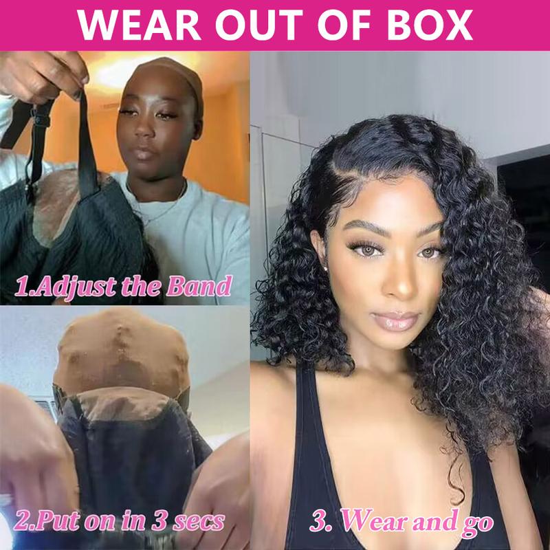 Deep Wave Curly Bob Glueless Wig 100% Human Hair Ready To Wear 6x4 Hd Lace Closure Wig Jerry Burmese Curly Frontal Short Bob Water Wave Wig Ready to Wear And Go For Women On Sale