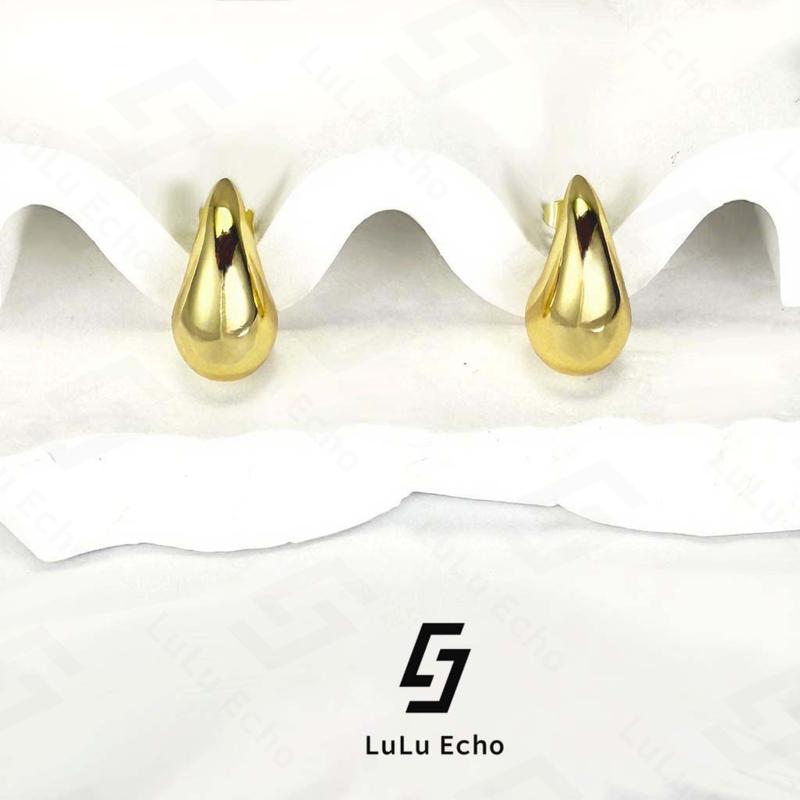 LuLuEcho No Faded Chunky 14k Gold Plated Hoop Earrings for Women, Top Quality Dupes Earrings Lightweight Waterdrop Hollow Open Hoops, Hypoallergenic Light Golden Earrings Fashion
