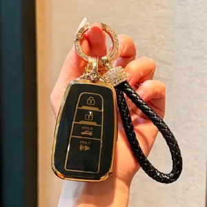 Bling Rhinestone Toyota Key Case for RAV4 Camry Corolla Avalon C-HR Prius GT86 Highlander 4 Buttons Soft TPU Full Protection 2025 New Stylish Girly Car Accessories