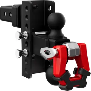 WhaleMotor 6 Inch Drop Adjustable Trailer Hitch - Fit 2 Inch Receiver Dual Ball Mount with Shackle, 10,000 LBS GTW, Anti-Theft Keyed Locks, Integrated Trailer Muffler & Rub Pads for Noise Reduction