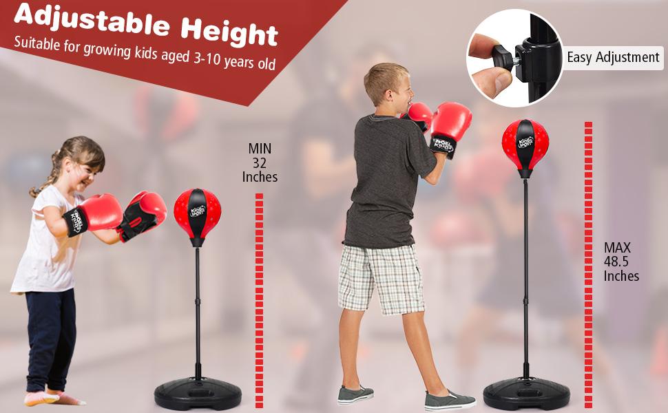 Costway Punching Bag for Kids, Inflatable Kids Punching Bags with Boxing Gloves, Height Adjustable Punching Bag Set, Boxing Bag Sports Toy for Boys Girls 3+