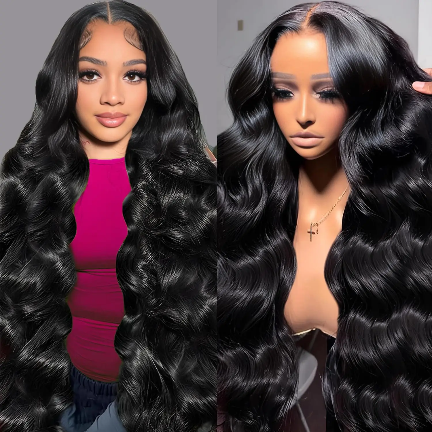 Bling Hair 180 Density 13x6 Lace Front Wigs Human Hair 36 38 Inch Body Wave HD Lace Front Wigs Human Hair Pre Plucked Glueless Wigs Human Hair for Women 13x4 HD Lace Frontal Wig Natural Hairline