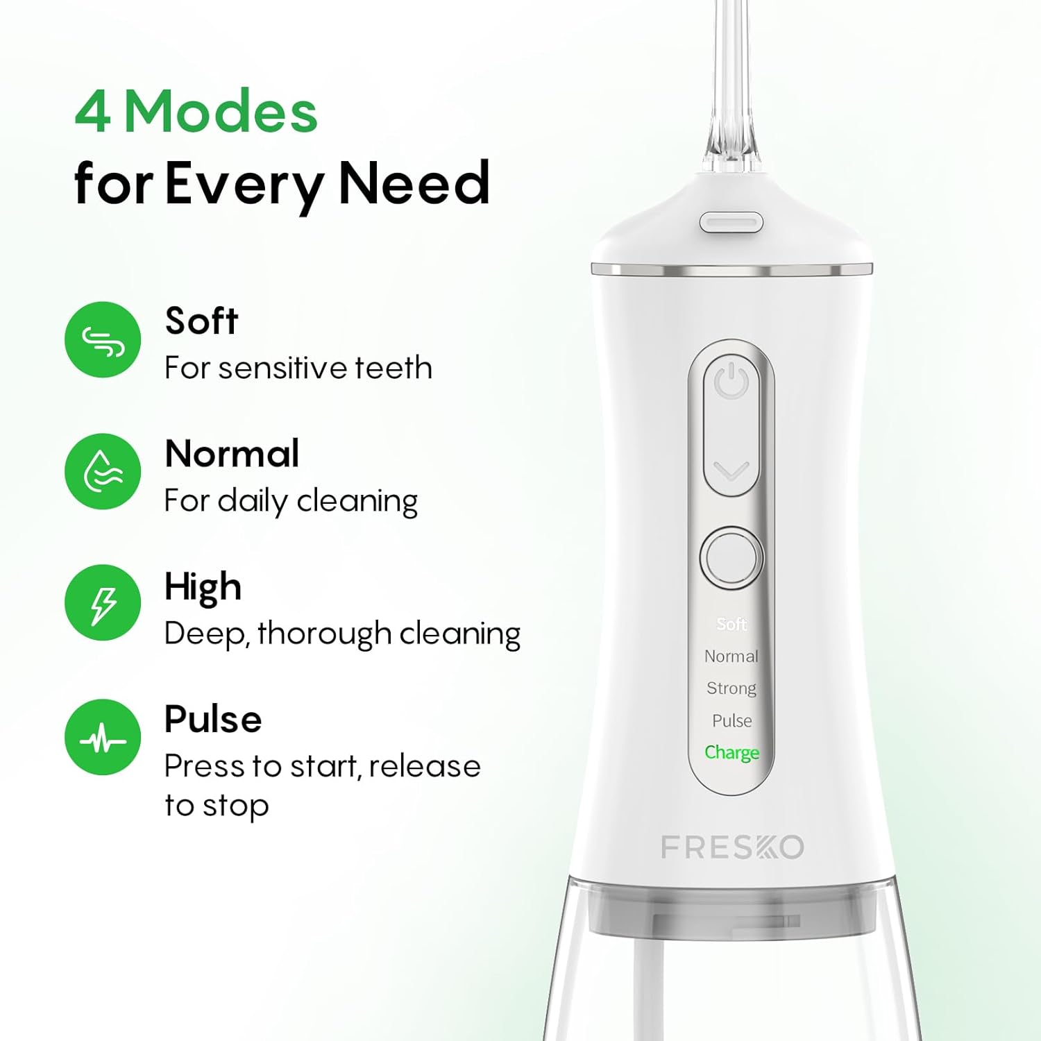Water Dental Flosser 50-Day Battery, IPX7 Waterproof, 5 Tips, 300ML Oral Irrigator for Braces & Sensitive Gums | Deep Plaque Removal, 4 Modes