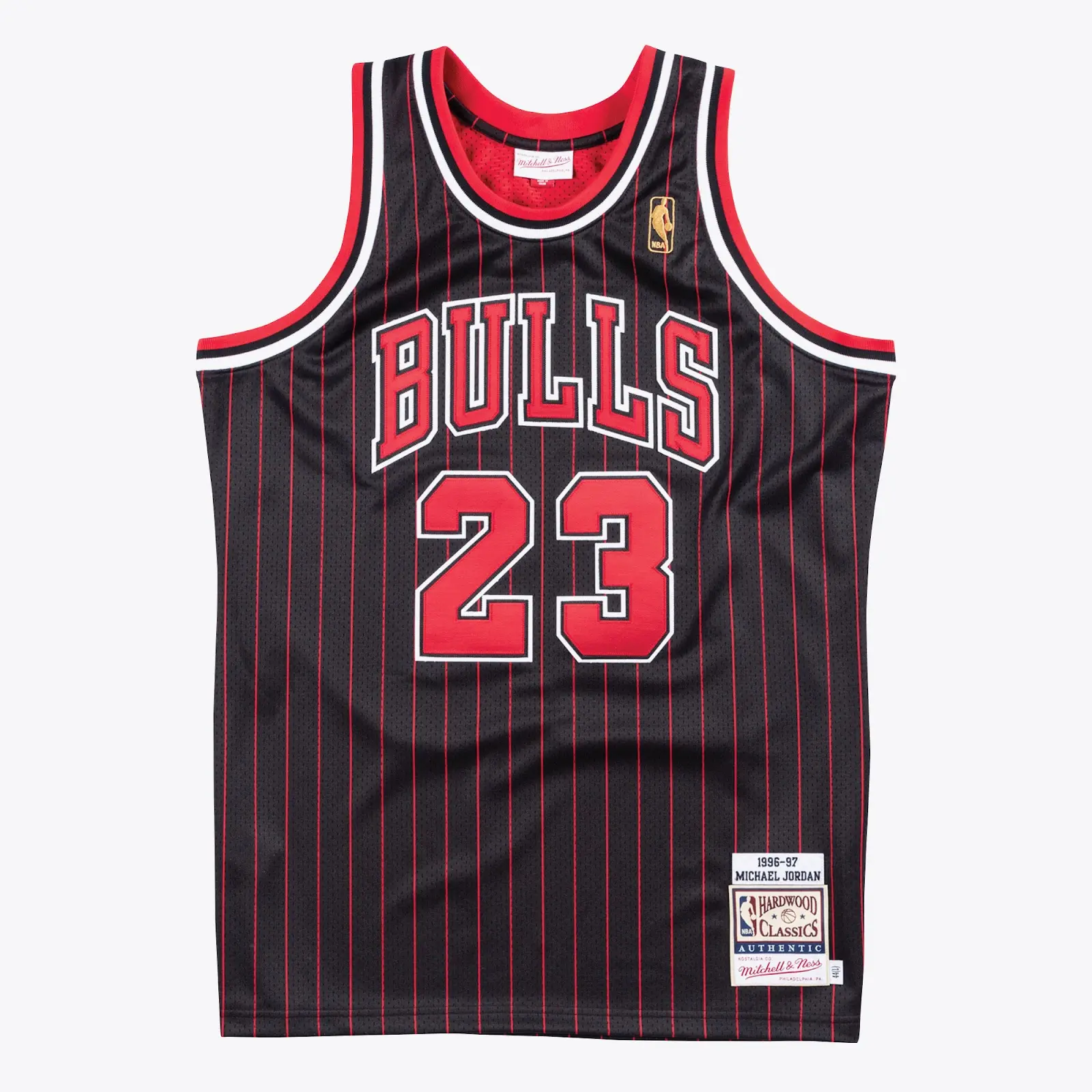 Mitchell & Ness Michael Jordan Chicago Bulls 1996-97 Black Alternate Authentic Graphic NBA Throwback Look Basketball Jersey