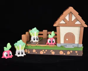 3D Printed Cottage Tic-Tac-Toe Game with 5 Leeks and 5 Radishes, Home Decor Statue Figurine