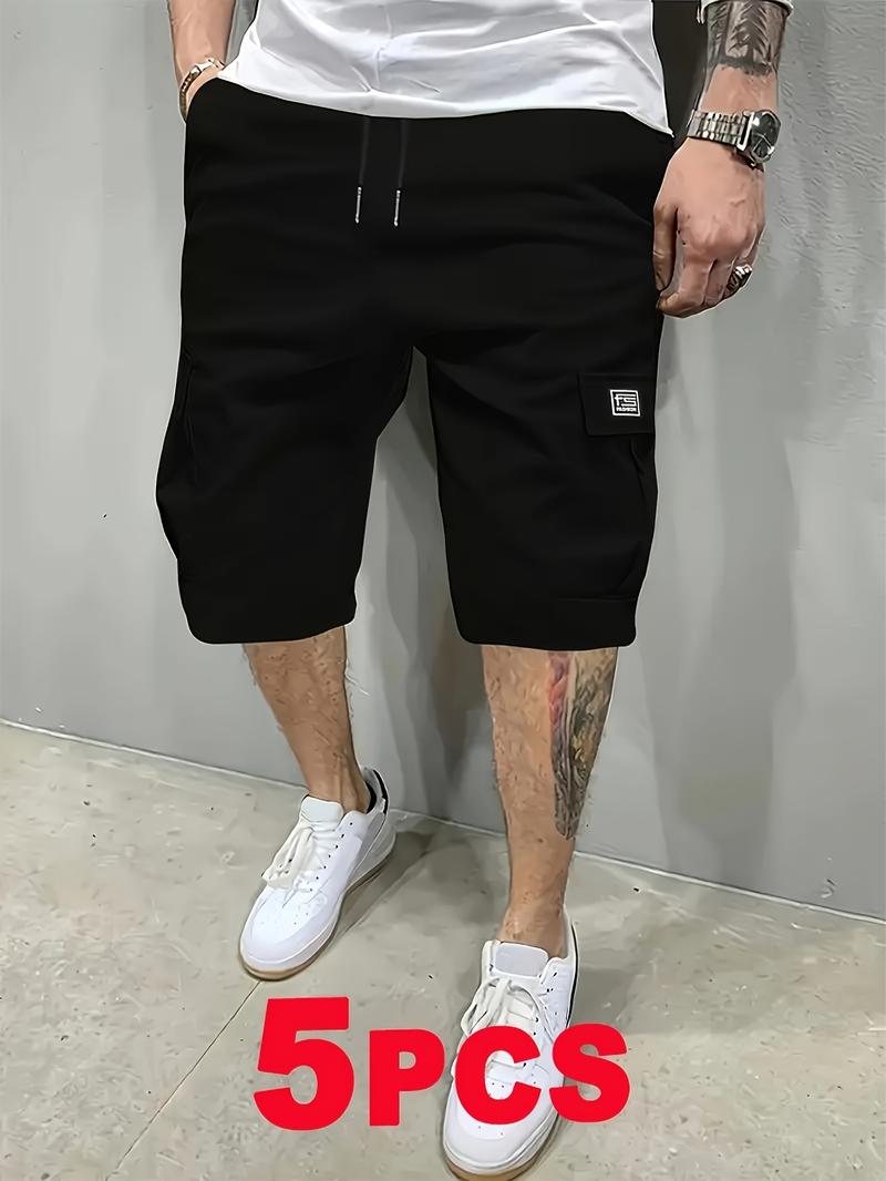 Men's work shorts, pack of 5, men's summer trendy casual shorts, multi-pocket design, durable fabric, wrinkle-free, wear-resistant, tear-resistant, comfortable and breathable, stylish and versatile