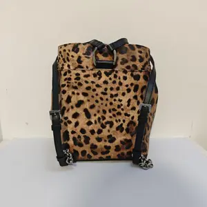 Pre-owned DOLCE & GABBANA Calfskin Shoulder Bags Leopard Print Canvas Bucket Bag