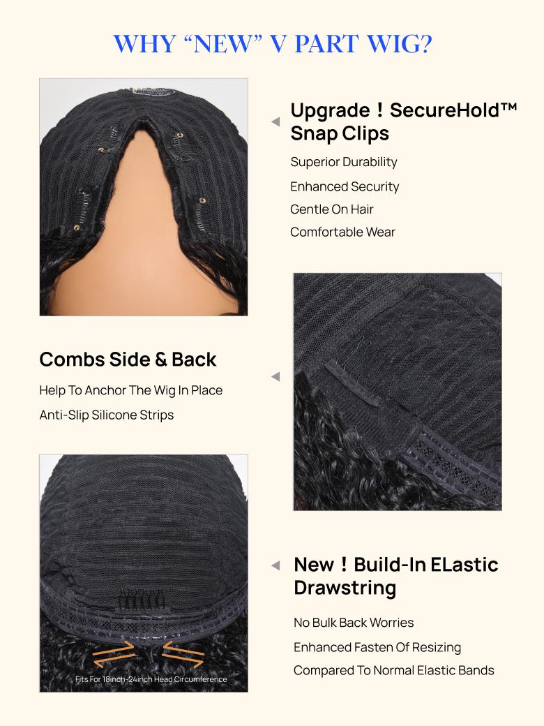 Nadula EasiContour Kinky Curly V Part Human Hair Wig Glueless Beginner Friendly Quick Easy Install No Skill Required Leave Out Options TikTokShopStockUp