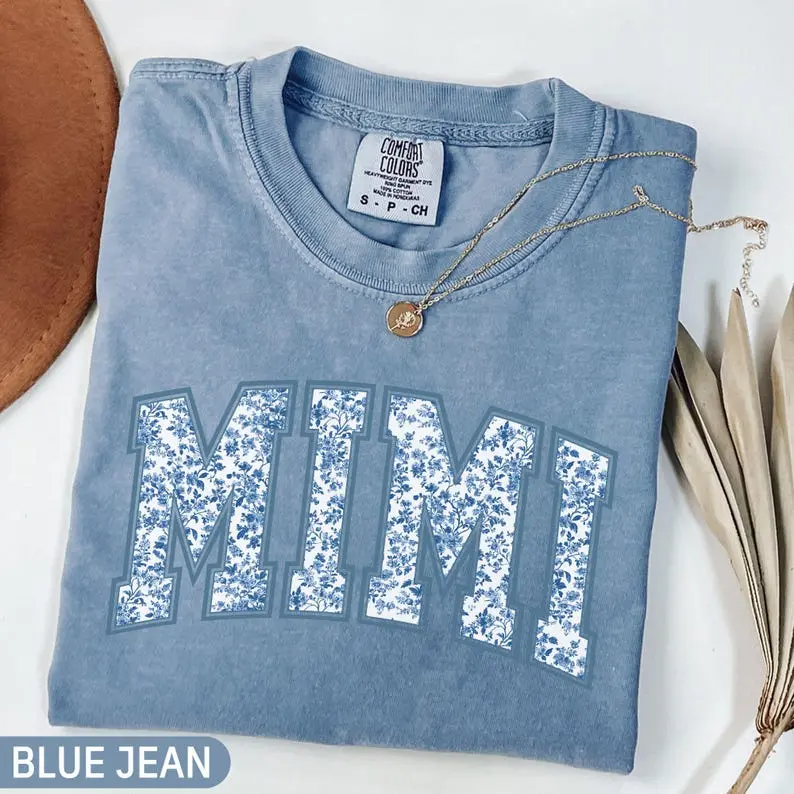 Comfort Colors Mimi TShirt, Toile Floral Mimi T-Shirt, Mimi Tee, Cute Mimi TShirt, Gift for Mimi, Grandma Gift, Grandmother Tee, Grandma Mimi