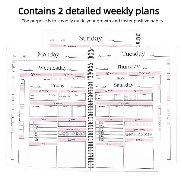 Soft Challenge Planner Notebook, Productivity Planner, Planning Record Notebook,Management & Efficiency Improvement Record Book Spiral Weekly and Monthly Calendar Planners,Office Stationery & Supplies, Notebooks & Paper
