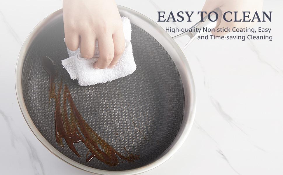 [BF&CM]Kitexpert 9.5/11 inch Stainless Steel Skillet Set, Non-stick Honeycomb Frying Pan, Omelette Pan With Lid,  Pots and Pans, Stainless Steel Cookware