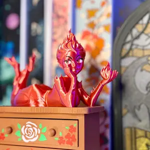 3d Printed Fire Sprite Bookshelf Decor