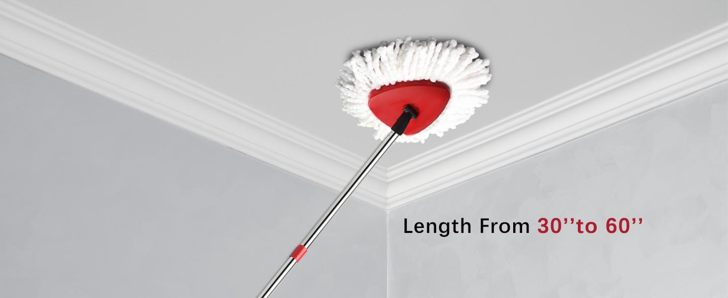 EasyWring Microfiber Spin Mop Replacement Head, Base Handle Replacement Set , with 2 Microfiber Refills Triangle Base & 30-58in Adjustable Handle Combo shower floor scrubber