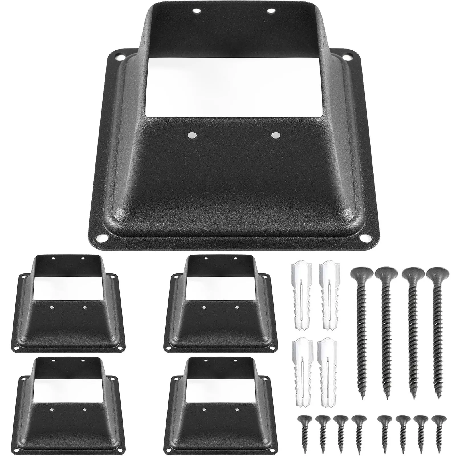 【SummerFinds】VEVOR Deck Post Base 5 PCS Post Base Skirt 4x4\" (Actual 3.38x3.38\") Post Support Flange 2.5LBS Deck Post Skirt Black Powder-Coated Decking Post Base with Thick Steel for Deck Supports Porch Railings