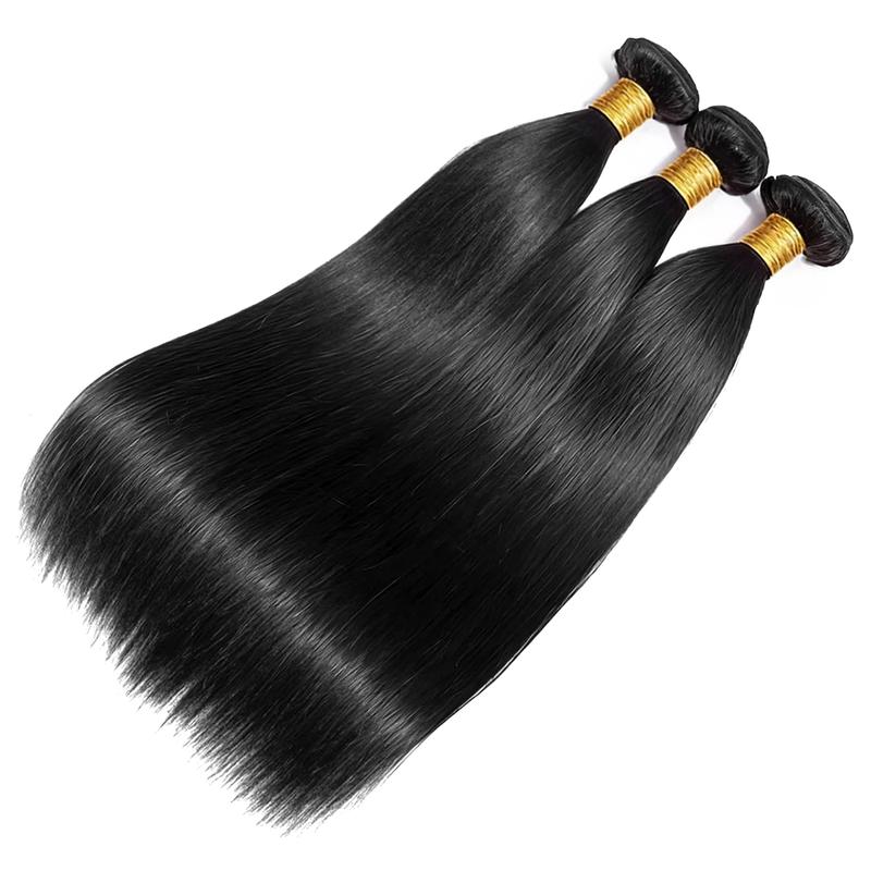 Vinisay Brazilian Virgin Hair Body Wave Straight Hair Bundles Human Hair Quick Weave Extensions Natural Black 12-30 Inches Budget Friendly
