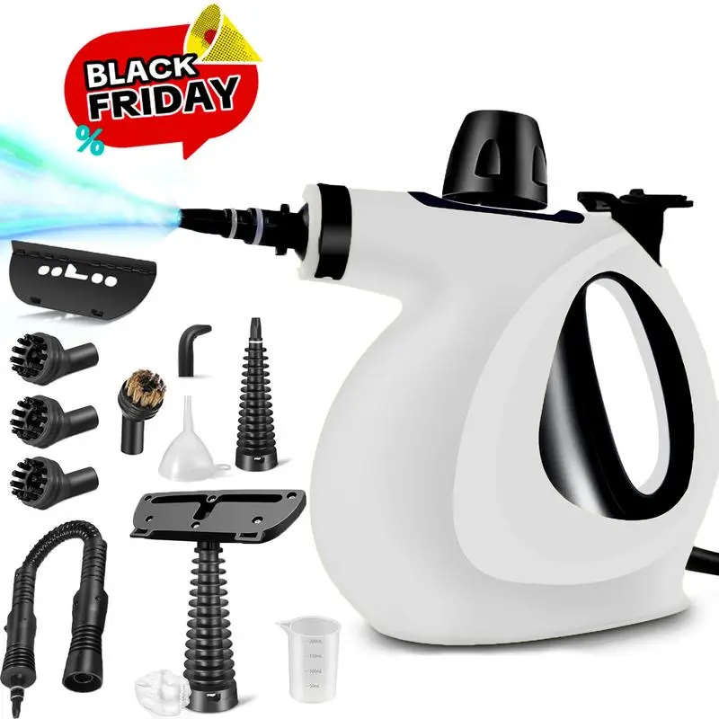1200W Ultra-Powerful Compact Handheld Steam Cleaner - High-Efficiency Degreaser, Labor-Saving, Detergent Container, Safety Lock, 12 Accessories for Kitchen, Bathroom Floors, High-Efficiency Steam Cleaners, Degreaser Steam Cleaners