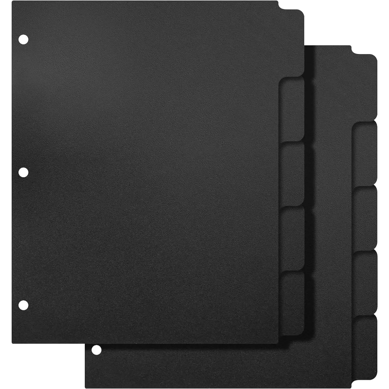 3 Ring Binder Dividers with 5-Tabs for Letter Size, 1/5 Cut, 3-Hole Punched, Write & Erase Plastic Binder Dividers Extra Durable Section Index Dividers for Binders, Pack of 2 Sets, 10 Dividers Total