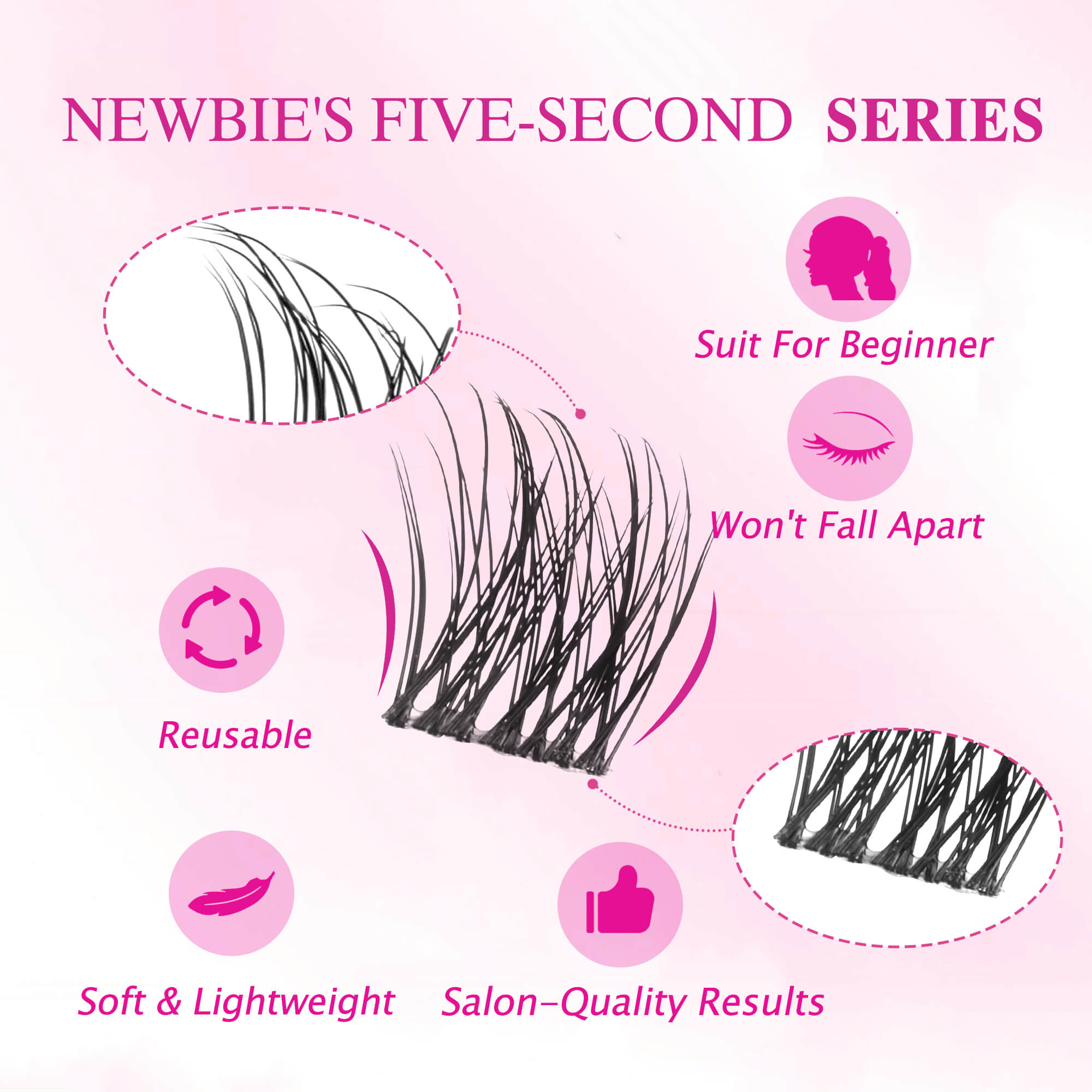 VEYESBEAUTY Dreamy Cluster Lashes Kit Individual Lash Extensions With Bond & Seal+ Tweezer Newbie's Five-Second DIY Dramatic Volume Eyelash Wispy Faux Mink Lash Mixed Length Tray for Self Application at Home Makeup Cosmetic