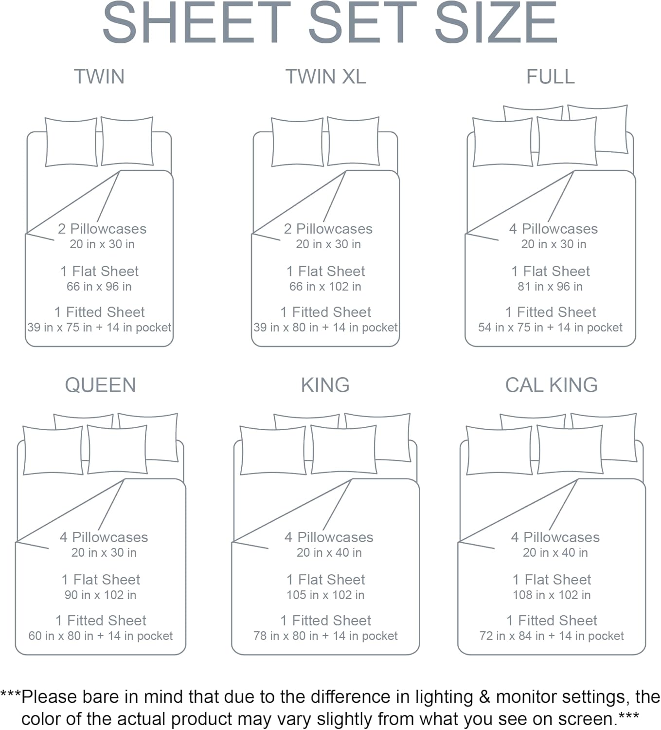 Hotel Grade 6-Piece Sheet Set | 18" Deep Pocket & 100GSM Fabric for Lasting Luxury Bedding Set| Anti-Fading & Wrinkle-Free Easy Care